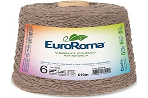 Barbante Colorido, Euroroma, 600 g, Bege, 4/6 Fios, Rolo de 610 Metros