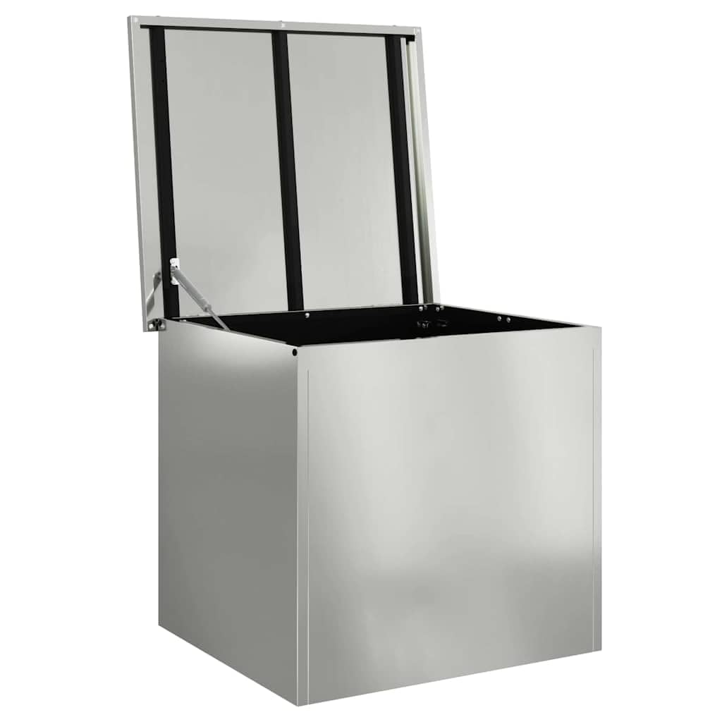 vidaXL Caja de Almacenamiento Exterior Plateado 55 x 50,5 x 50 cm, Caja de Almacenamiento Exterior, Armario Rectangular, Mueble Resistente al Clima, Organizador Industrial para Patio