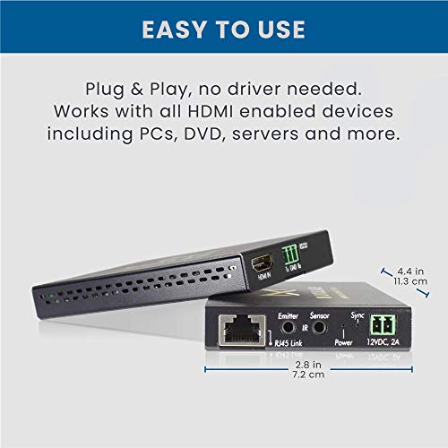 Extensor HDMI HDBT MuxLab con transmisión 4K y control IR bidireccional sobre Cat5e/6 3