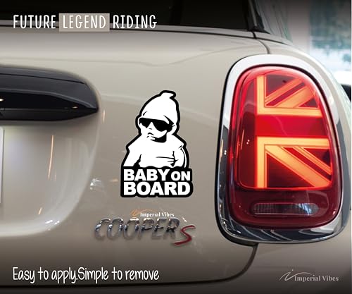 Image of IMPERIAL VIBES - Baby on Board Sticker - Vinyl Decal for Truck, and Van Bumper - Indoor and Outdoor Laptop Decals - Waterproof Decal for Window - Pack of 2 Imp 162