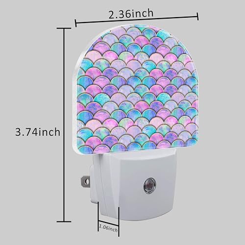 Image of Night Light for Kids Girls Boys, Watercolor Mermaid Fish Scale Wave LED Night Light Plug into Wall with Dusk to Dawn Sensor for Room Decor, Hallway, Kitchen, Bathroom, Nursery, Stairs