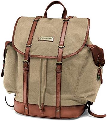DRAKENSBERG – Mochila clásica de senderismo y ocio en diseño retro vintage, compartimento para portátil de 13″, damas, caballeros, hecha a mano de forma sostenible, lona, cuero