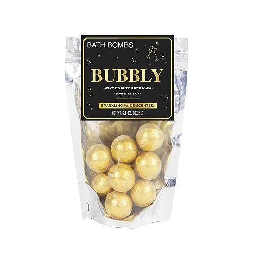 Gift Republic Sparkling Wine Scented Gold Bath Bombs, 10-Pack