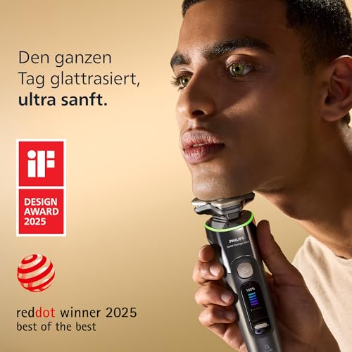 Philips Rasierer i9000 Prestige Ultra, elektrischer Nass- und Trockenrasierer für Herren, dunkelgrau, Druck- und Bewegungssensor… – Ansicht 2