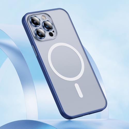 Couverture arrière iPhone 12 bleu mat de luxe avec aimant invisible