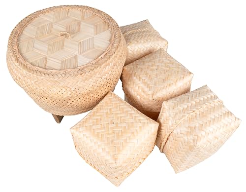 CCcollections Sticky Rice Bamboo Baskets | Traditional Handmade Sticky Rice Basket | Premium Bamboo Rice Steamer for Home & Restaurant