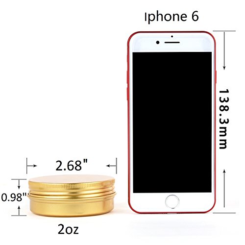 Liyar Tmo 2Oz 60Ml Metal Storage Tins Aluminum Tins Jars Round Tin Containers Empty Salve Jars Screw Top Tin Cans for Store Spices, Candies, Tea Or Gift Giving, Gold(Pack of 14)