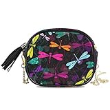 Marke: XiangHeFu XiangHeFu Kartenhalter Geldbörse Handytasche Bunte Libellen und durchscheinende Vintage Curls Brieftasche Leder Münzetui Große Kapazität