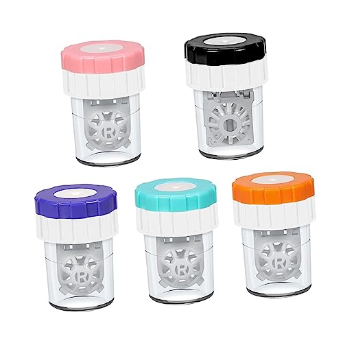 COLLBATH Limpiador De Lentes De Contacto Manual 5piezas Estuche Portátil De Limpieza Colores Lavadora De Lentes Rotativa Uso Diario y Viajes Práctico y Compacto