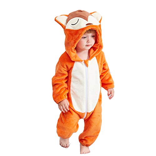QZERPLAY Unisex Kids Baby Fox Halloween Costumes Cartoon Outfit Hooded Homewear 90