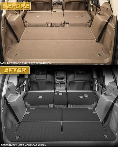 Image of Cargo Mat & Backrest Mat Fit for 2010-2023 Lexus GX460 - All Weather PU Leather Trunk Liner and 2nd & 3rd Row Rear Backrest Protector