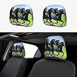 BROLEO Lot de 2 housses d'appui-tête de voiture avec motif chevaux noirs - Matériau : tissu polyester doux et confortable qui s'étire, s'étire et s'adapte à votre appuie-tête