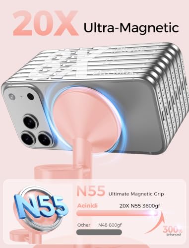 Image of Aeinidi 2026 3 in 1 Wireless Charging Station Compatible with MagSafe, 15W Fast Magnetic Mag-Safe Charger Stand for Apple iPhone 17 16 15 14 13 12 iWatch AirPods Pro 4 3 2, Pink