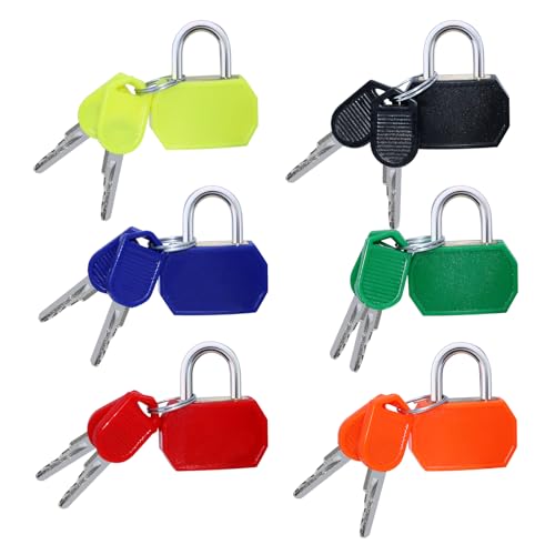 AIMEKE 6 unidades de candado para maleta con llave, mini candado multicolor para equipaje, para maletas, bolsas, armarios, taquillas