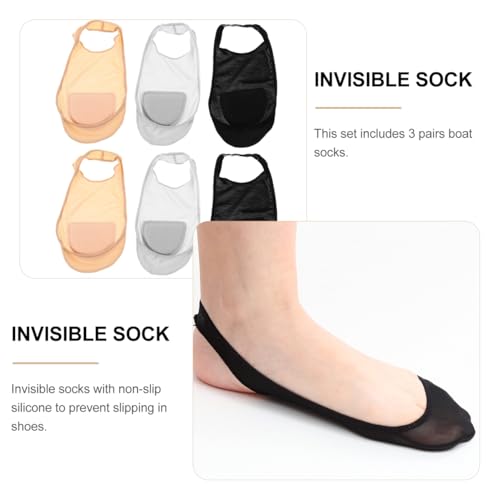DOITOOL 3 Pairs No Show Sling Back Socks Women Ultra Low Cut Liner Socks with Sling for Heels (Grey+Black+Complexion)2
