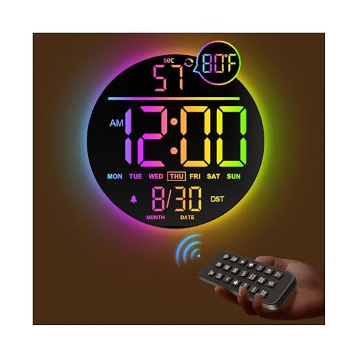 JALL 10" Large Digital Wall Clock with Seconds, Alarm Countdown Timer, Big LED Display, RGB Color, DST, Temperature, Mounted for Bedroom Living Room Office Classroom Gym, Xmas Birthday Gift, RGB