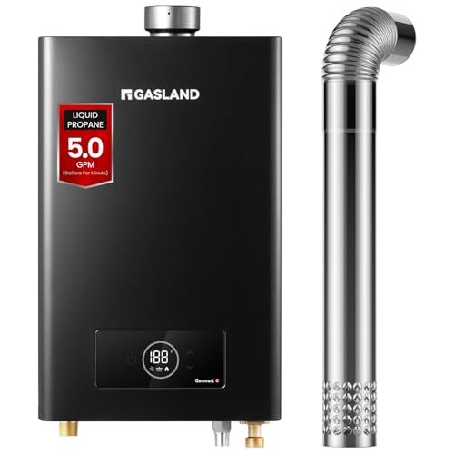GASLAND Gasmart C Propane Gas Tankless Water Heater Indoor, Max 5 GPM 113,000 BTU,CSA Certified,On Demand Hot Water Heater with 3' Exhaust Pipe, 120 Volt, Black