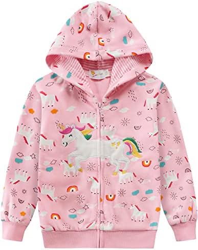 Little Hand Girls Unicorn Hoodies Zip Up Kids Strawberry Jackets ...