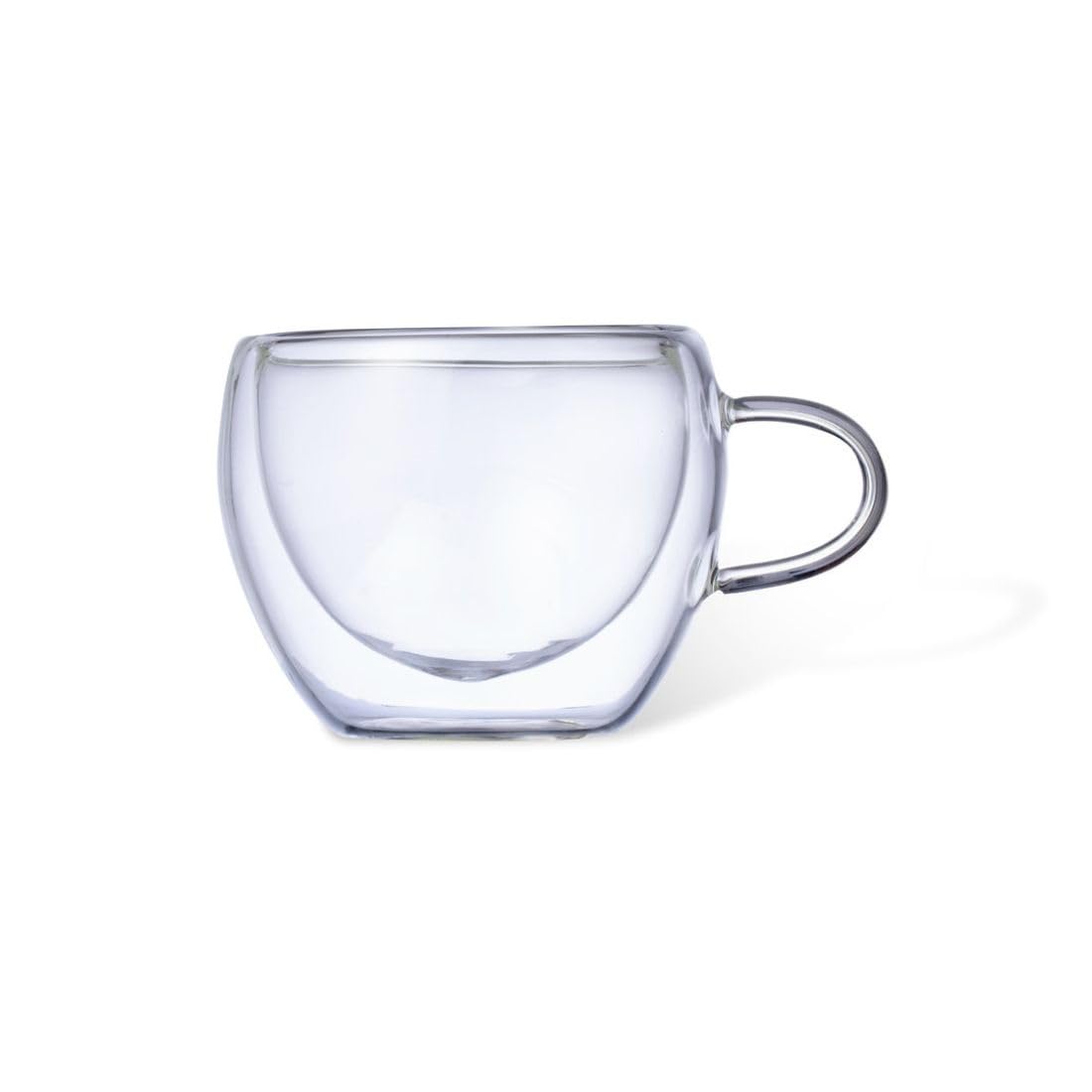 Lote 50 Tazas Cristal Doble Pared 60 ml con Posavasos de Bambú – Pack para Hostelería – Cafetería, Bar, Hotel, Restaurante – Tazas al Por Mayor