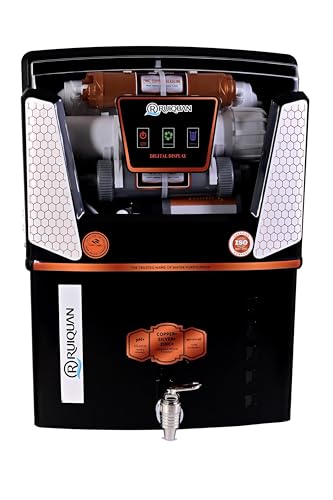 Image of 12 LPH Copper Alkaline RO + UV + UF Water Purifier for Home with Minerals & Free Pre-Filter - Suitable for Borewell, Tanker & Municipal Water (Black)