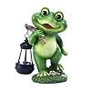 Outdoor Frog Garden Decor Yard Decoration with LED Lantern Funny Solar Frog Gifts for Women Mothers Day Housewarming Gift