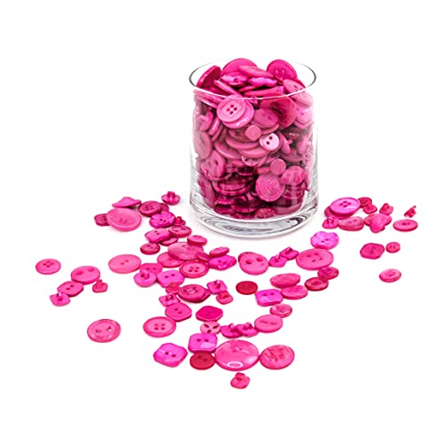 Trimz Botones de formas y tamaños surtidos, 250 g, color fucsia