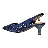 Satin fabric upper with rhinestone details Slip-on style with slingback strap Memory Foam footbed for added cushion and comfort 2" heel height