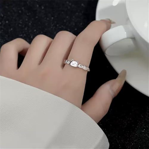 Cute Little Cat Statement Rings for Women S925 Sterling Silver Dainty Adjustable Promise Animal Paw Print Kitty Open Finger Stackable Ring Comfort Fit Band Wedding Delicate Jewelry for Pet Lovers2