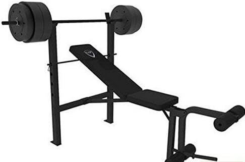 CAP Barbell Deluxe Bench w/ 100-Pound Weight Set (Black, 25.59 x 13.39 x 7.68 Inches)