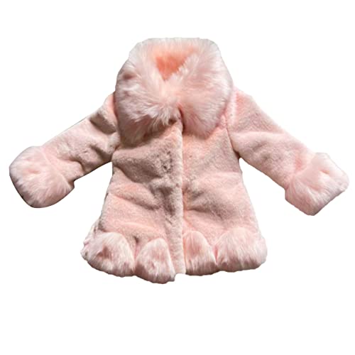 Toddler Girls Winter Fleece Coat Kids Warm Faux 𝚏𝚞r Jacket Long Sleeve Cardigan Coat (Pink, 12-18 Months)3