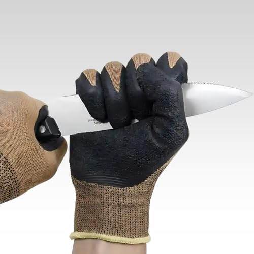 Image of Multipurpose Nylon Anti Cut PU Nitrile Coating Work Safety Gloves Brown Pair 24