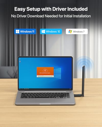 Image of BrosTrend AX900 USB WiFi 6 Adapter for Desktop PC Laptop, Long Range WiFi Dongle, Dual Band 5GHz 600Mbps + 2.4GHz 286Mbps, 6dBi High Gain PC Wi-Fi Antenna, USB2.0 Wireless Adapter for Windows 11 /10 /7