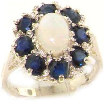 Women's Ring 925 Sterling Silver with Opal Sapphire - Sizes 50 to 64