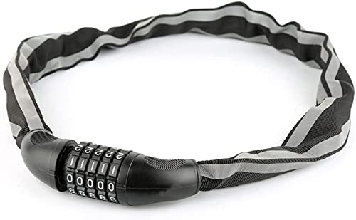 ZECHAO Bike Lock,5-Digit Password Safety Chain Lock 90cm Anti-Theft Bike Chain with Reflective Cloth for Bike Motorbike Scooter Door Anti-Theft Lock