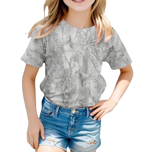 Kids Camo T-Shirt - Comfortable Unisex Maple Leaf T Shirts Outdoor Camouflage Short Sleeve Crew Neck Tee Shirt2