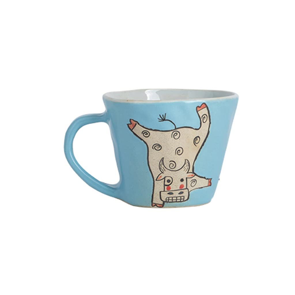 Keramikbecher Becher keramischer kreativer handgemachter Kaffeetasse Großraum-Haushalts-Trinkbecher handgemaltes Muster Interessante Tasse Smart Mug (Color : B)