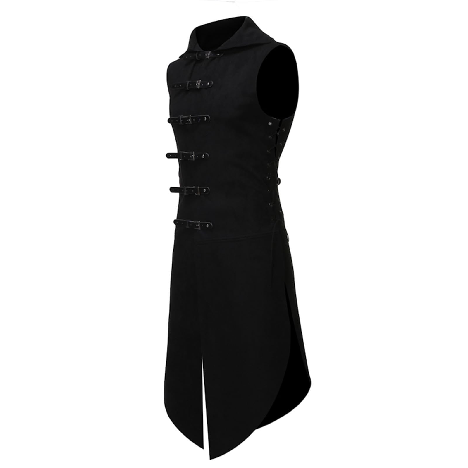 Gilet Steampunk Frack da Uomo Lungo Gilet Vintage Medievale Vest Senza Maniche Giacca Gotica Uomo Risvolto Vest Slim Fit Panciotto con Regolabile Taglia, Rinascimentale Panciotto Halloween Costume
