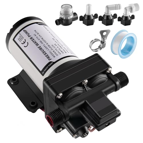 Image of CHANGE MOORE RV Fresh Water Pump 12V DC: Four Chamber Diaphragm Water Pump with Heavy Duty Pressure Switch and Filter for RV Marine Boat Caravan