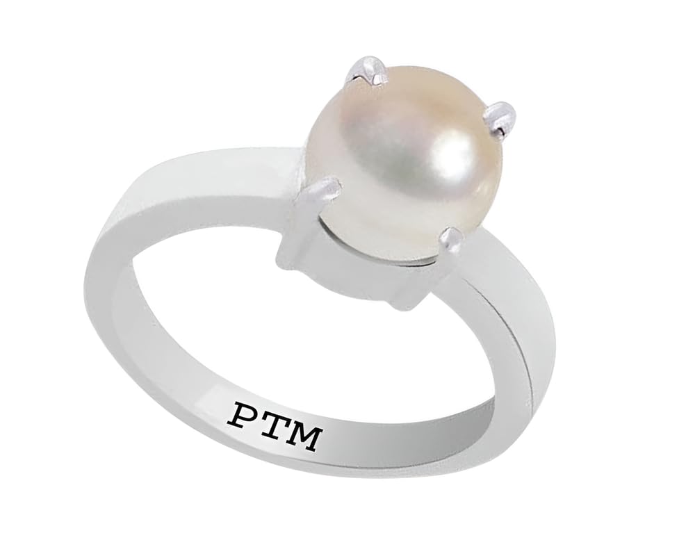 ptm 925 Sterling Silver Pearl (Moti) 3.25 Ratti to 10.25 Ratti or 3 Cts to 9.35 Cts Astrological Gemstone Bis Hallmark Ring for Men & Women-picture-25