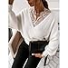 PKYGXZ Top da Donna Sexy Tinta Unita Pizzo Fionda Flanella Pullover Maglione Manica Lunga Felpa Top Casual Sciolto Peluche t-Shirt Maglioni