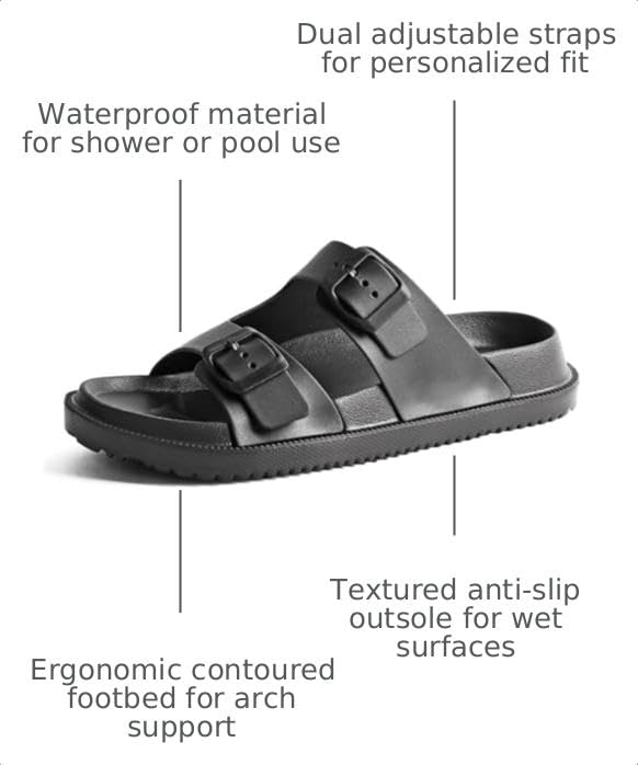 Image of Arch Support Footbed Sandals for Women & Men, Adjustable Double Buckle Comfort Sandals, Cork-Style Cushioned Sole, Casual Walking Slides for Everyday Wear