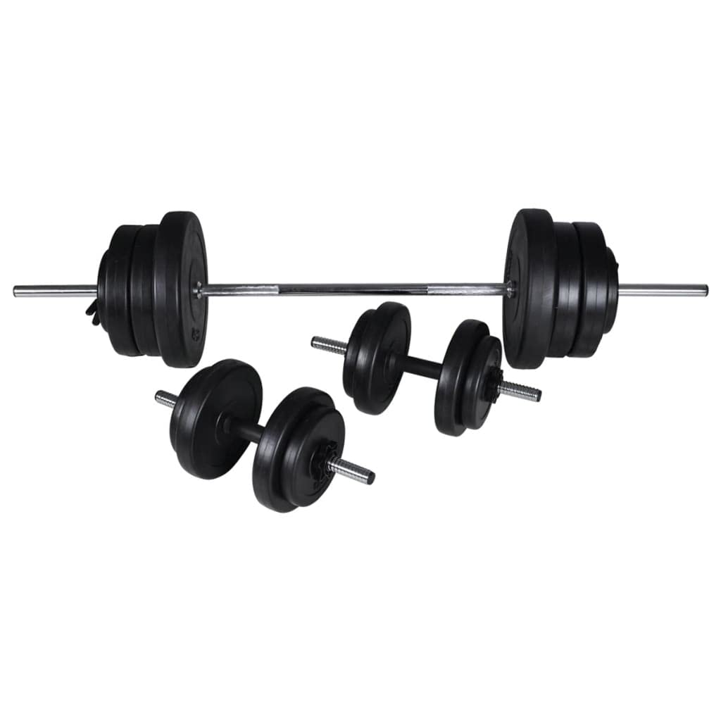 Genérico Banco de Entrenamiento con Juego de Barras y Mancuernas 60,5 kg,Deportes,Fitness y musculación,Levantamiento de Pesas,Máquinas de Levantamiento de pesas-275347