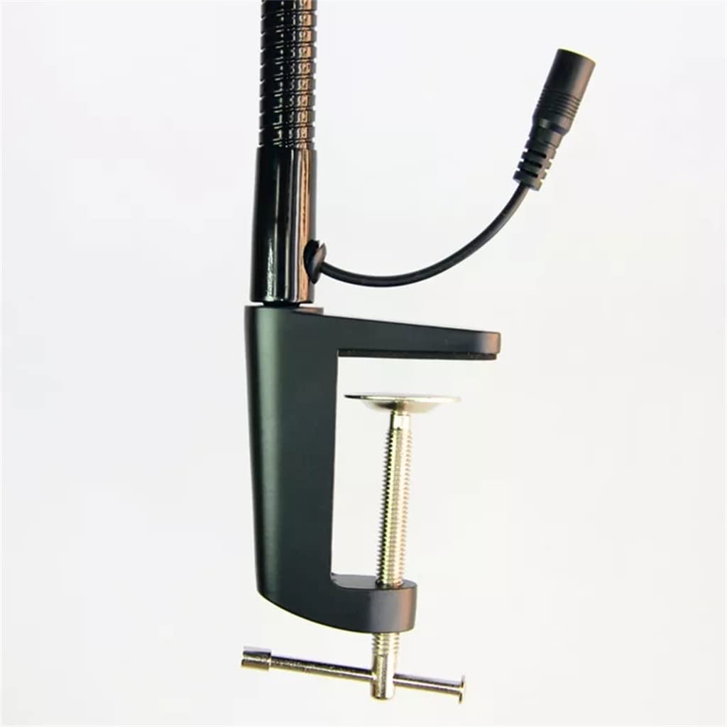 Flexible Hands Free Magnifier Lamp Clip-on Magnifier Desk Lamp Reading Large Lens Illuminated Magnifier(B)