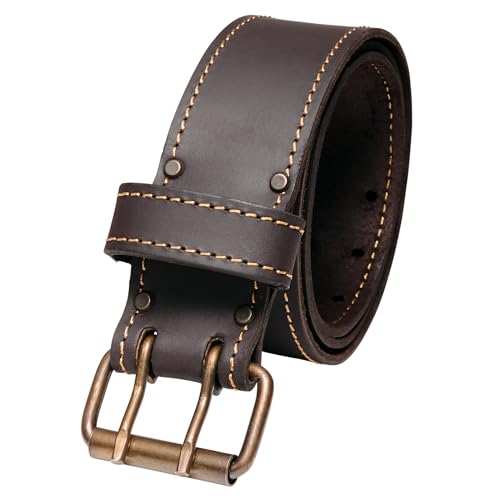 FESA Mens Leather Tool Belt - Leather Tool Pouch Belt Adjustable from 39-54 - Tool Belt For Electricians Carpenters Construction Workers - Handcrafted (2 Wide XXL Brown)