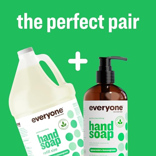 Image of Everyone Liquid Hand Soap Refill, 1 Gallon, Spearmint and Lemongrass, made with Essential Oils for Kitchen and Bathroom