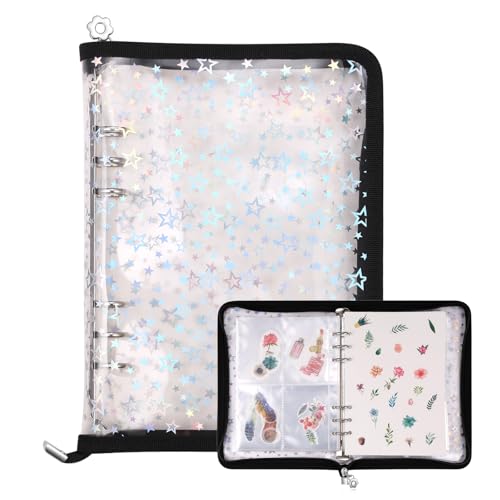 MUROAD Organiseur de rangement d'autocollants 4 en 1, Album classeur porte-collection d'autocollants A5 avec 140 pochettes et 20 feuilles de papier de...