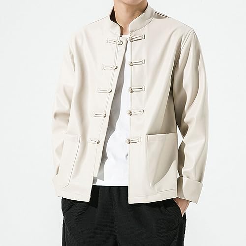 Chaqueta de cuero sintético para hombre con hebilla miniatura 3