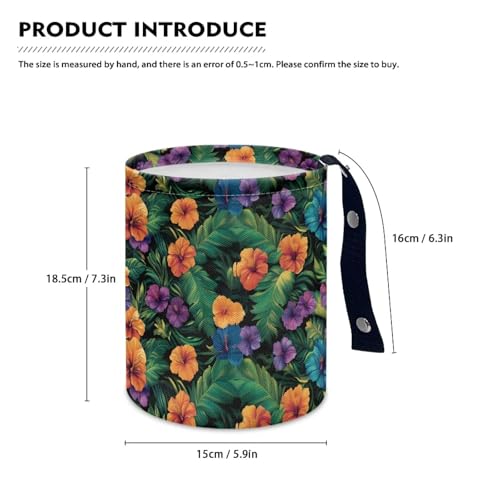 Image of Hawaii Flower Print Car Trash Can Collapsible Hanging Car Trash Bin Cute Universal Car Interior Accessories for Car SUV Trucks