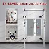 Soozier Wall Mounted Folding Squat Rack with Pull Up Bar, 1000 Pounds Capacity Power Rack, Adjustable Barbell Rack with J Hooks for Home Gym Full Body Workout, White - Image 4