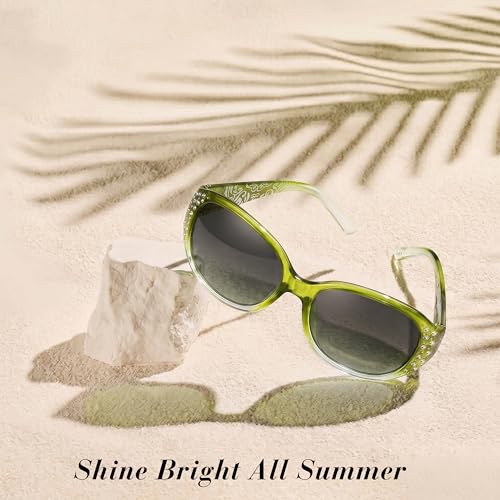 Image of LVIOE Polarized Sunglasses for Women Rhinestone Design Wrap Around Shades